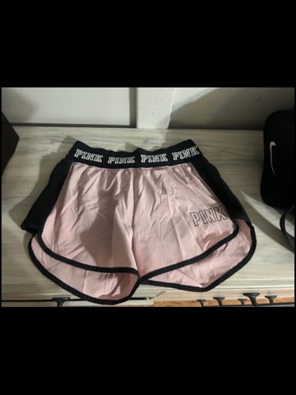PINK Victoria's Secret Women's Pink Athletic Shorts with Black Trim